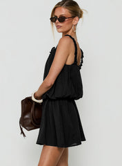 Real Charm Tiered Babydoll Mini Dress Black