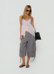 Wistie Asymmetrical Beaded Top Lilac