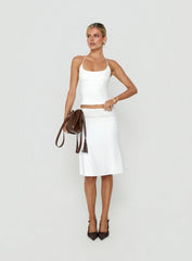 Zenaide Lace Detail Halter Tank Top White