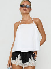 Dearest Low Back Babydoll Top White