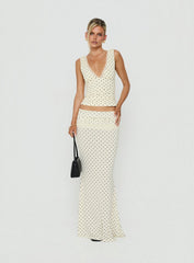 Zespri Lace Jersey Top Cream Polka Dot