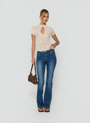 Quinbie Lace Short Sleeve Top Cream