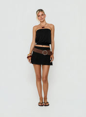 Wryn Strapless Blouson Tie Detail Top Black