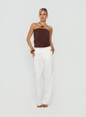 Taleisa Gathered Drape Strapless Top Brown