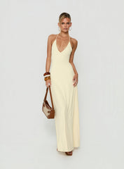 Palmas Halter Maxi Dress Butter Yellow