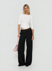 Myaah 3/4 Sleeve Curved Hem Top White