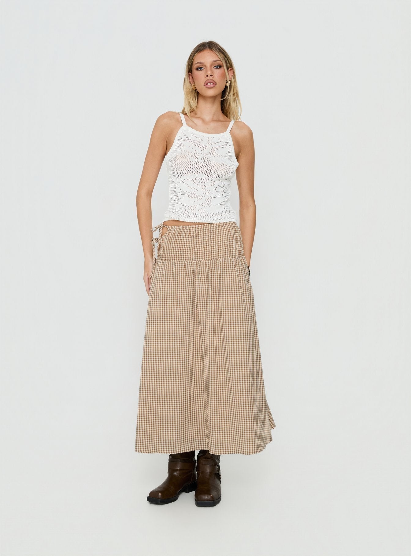 Moon Glow Lace Crochet Cami Top Cream