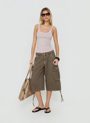 Keep It Light Low Back Tank Top Pink / Grey Stripe