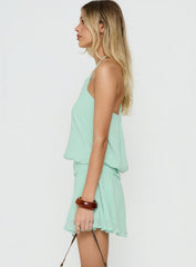Dopamine Drapey Arrowneck Romper Mint
