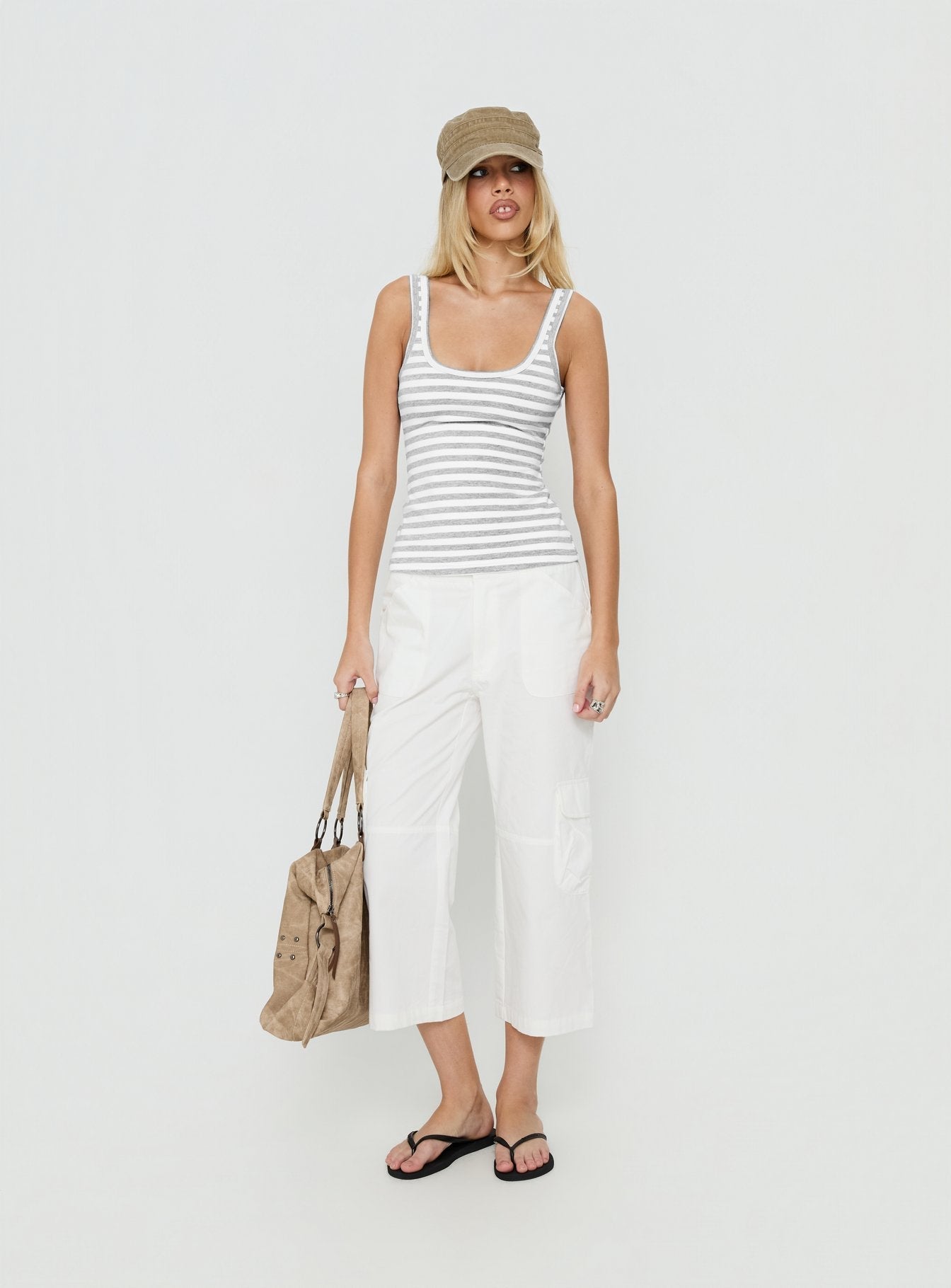 Indee Cropped Cargo Pants White