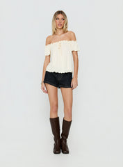 Stars Hollow Babydoll Off Shoulder Top Cream