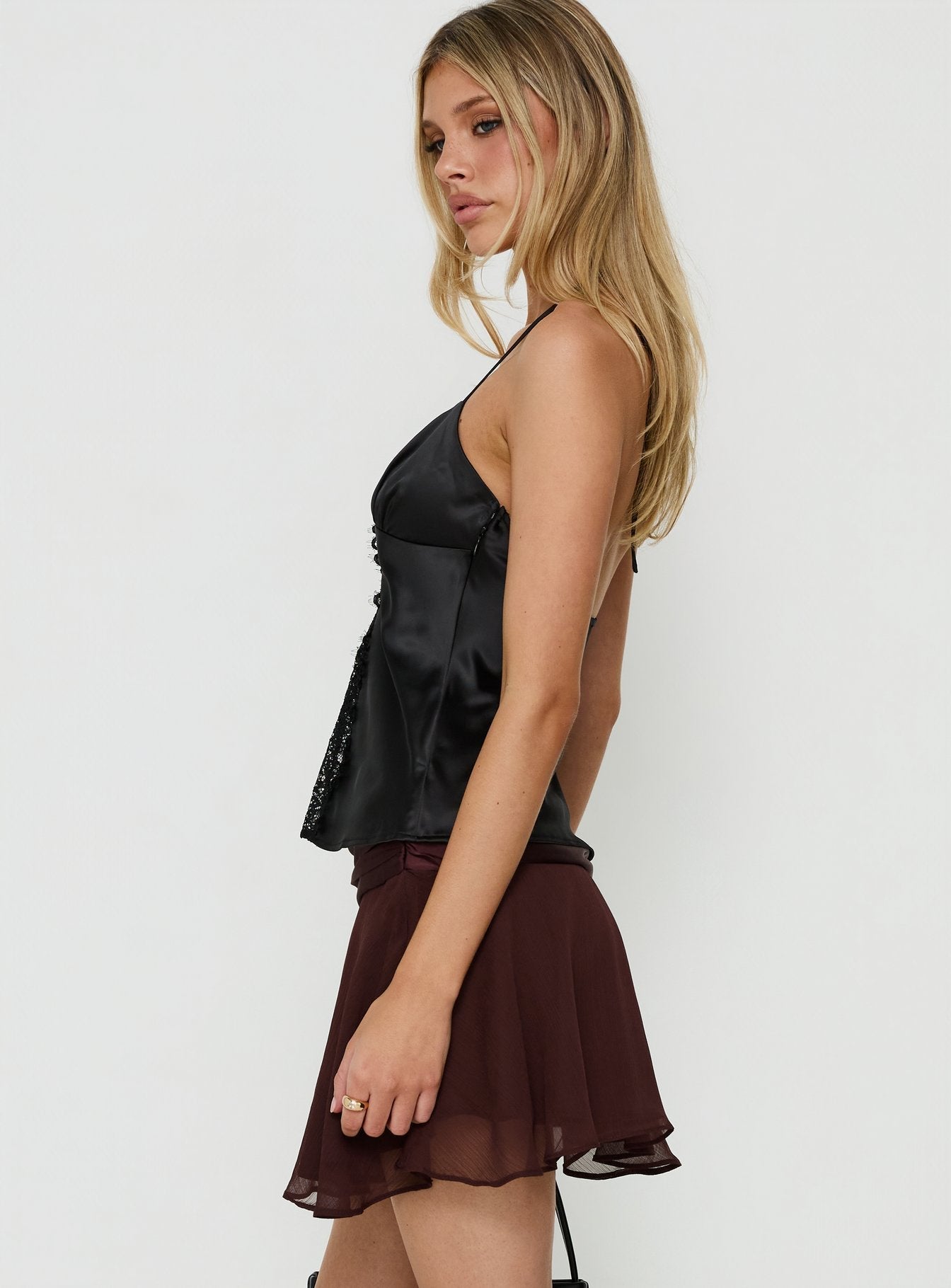 Emey Asymmetrical Mini Skirt Brown
