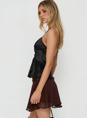 Emey Asymmetrical Mini Skirt Brown