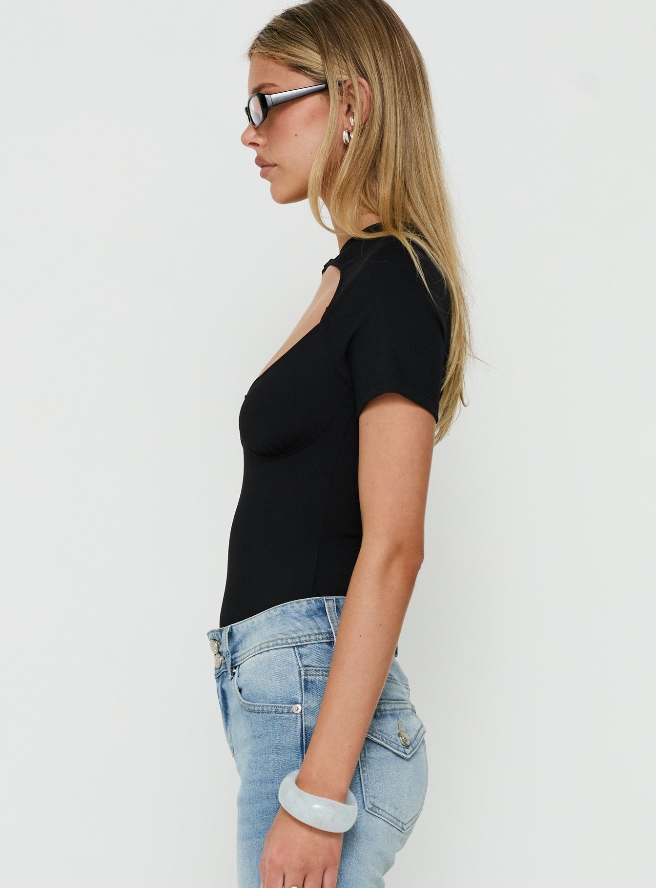Giallo Solid Bodysuit Black