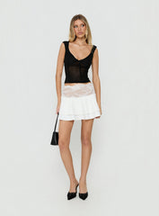 Kecia Lace Waistband Mini Skirt White