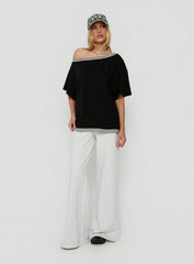 Celeia Layered Off Shoulder Tee Black / Grey