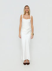 Ryana Corset Drape Maxi Dress White