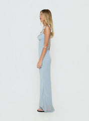 Aymi Frill Bust Detail Maxi Dress Blue Stripe