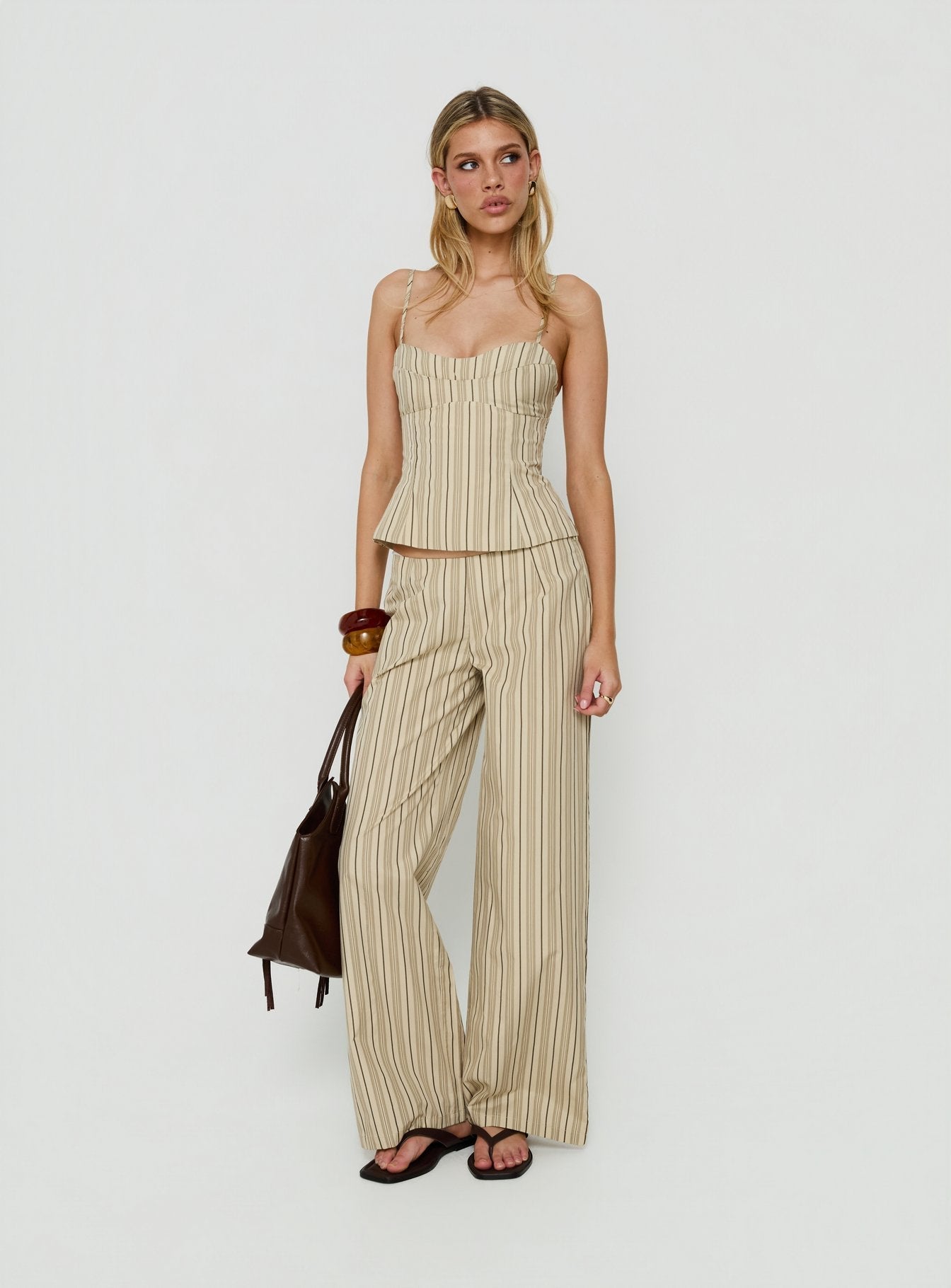 Kierstyn Corset Set Beige Stripe
