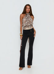 Faythe High Neck Tie Top Paisley
