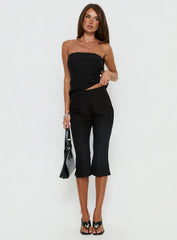 Isalyn Tailored Capri Pants Black Pinstripe