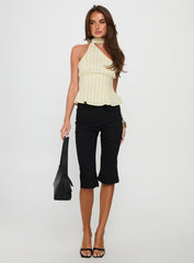 Zukaia One Shoulder Scarf Top Yellow Stripe