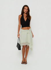 Ophella Tie Waist Chiffon Midi Skirt Sage