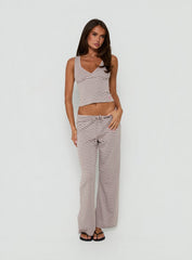 Allice Tie Waist Sleep Pants Pink / Grey Stripe