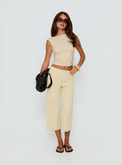 Indee Cropped Cargo Pants Beige
