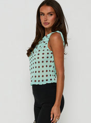 Lunnah Off Shoulder Top Aqua Polka Dot
