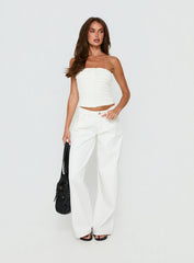 Supercut Low Rise Baggy Pleat Jeans Cream
