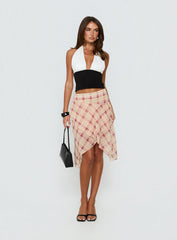 Natana Asymmetrical Midi Skirt Multi Check