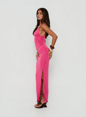 Imeraldia Hardware Halter Maxi Dress Guava