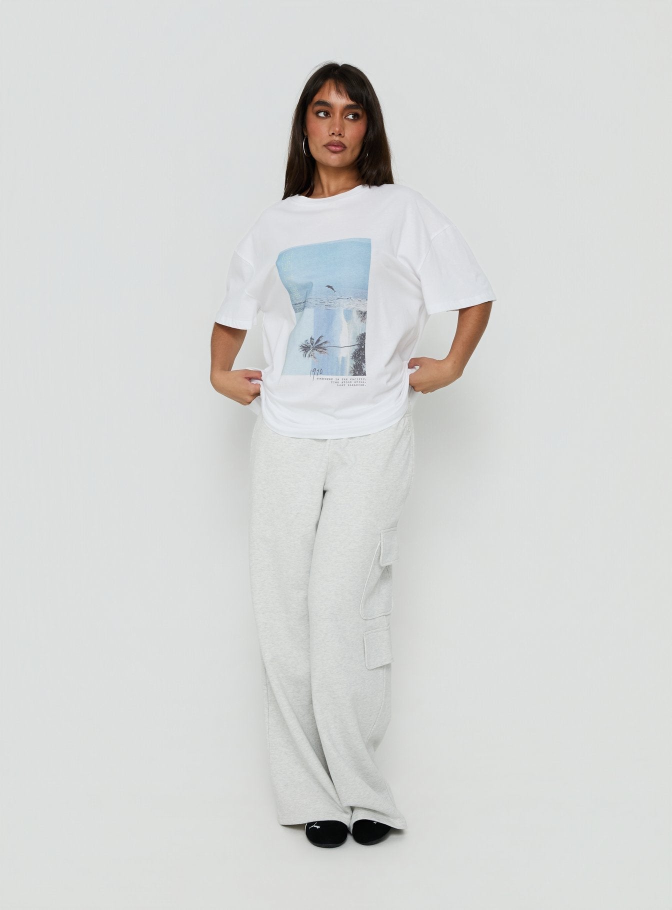 From Elsewhere Oversized Graphic Tee White