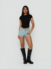 Valentinna Short Sleeve Curved Hem Top Black