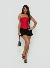 Ameliaa Strapless Corset Top Red