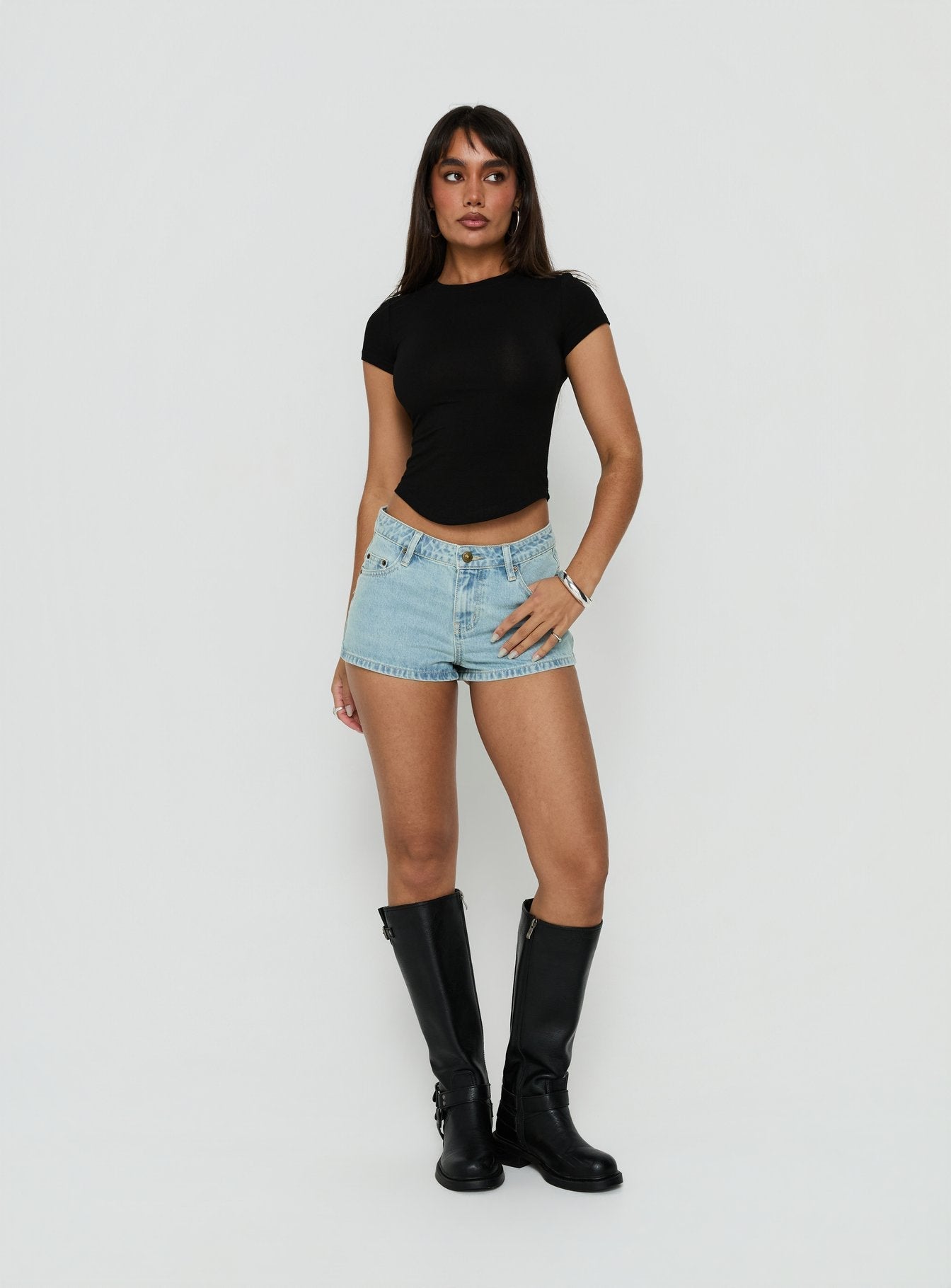 Dreamful Low Rise Mini Denim Short Light Vintage Blue