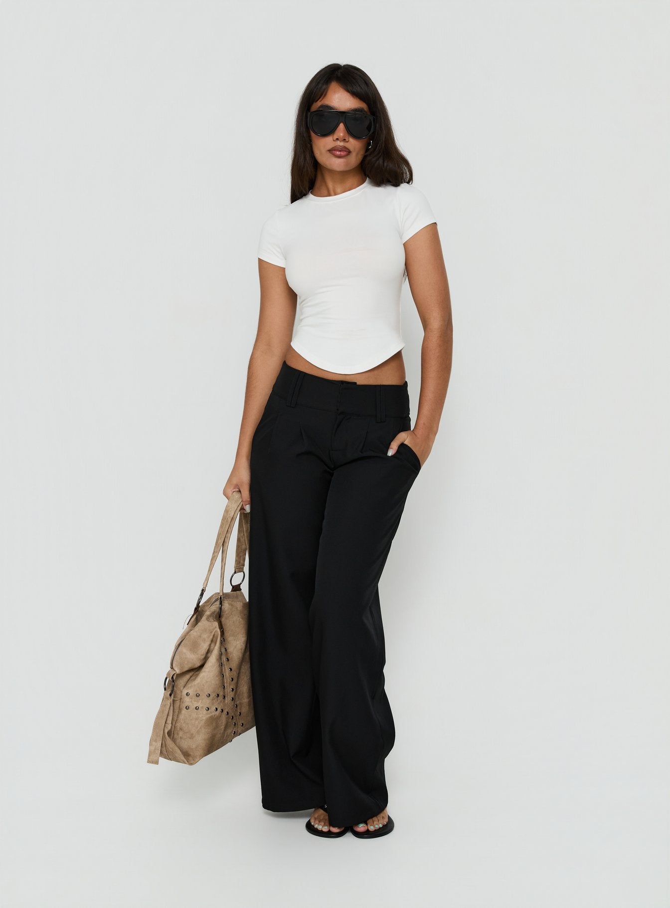 Valentinna Short Sleeve Curved Hem Top White