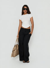 Valentinna Short Sleeve Curved Hem Top White