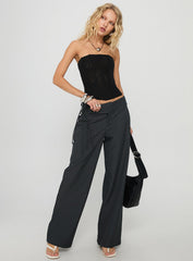Good Riddance Pleat Tie Slouch Pants Charcoal