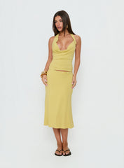 Esperia Halter Cowl Neck Top Green