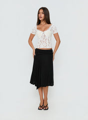 Miquela Short Sleeve Corset Lace Top White