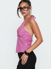 Golden Drift Halter Top Pink Stripe