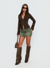 Laynee Butterfly Mini Skirt Washed Green