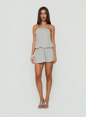 Roksy Tie Neck Drapey Romper Grey