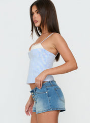 Roadtripper No Waistband Micro Denim Shorts Mid Blue Wash