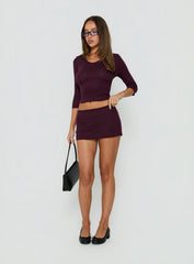 Kizuri Pointelle Low Rise Mini Skirt Plum