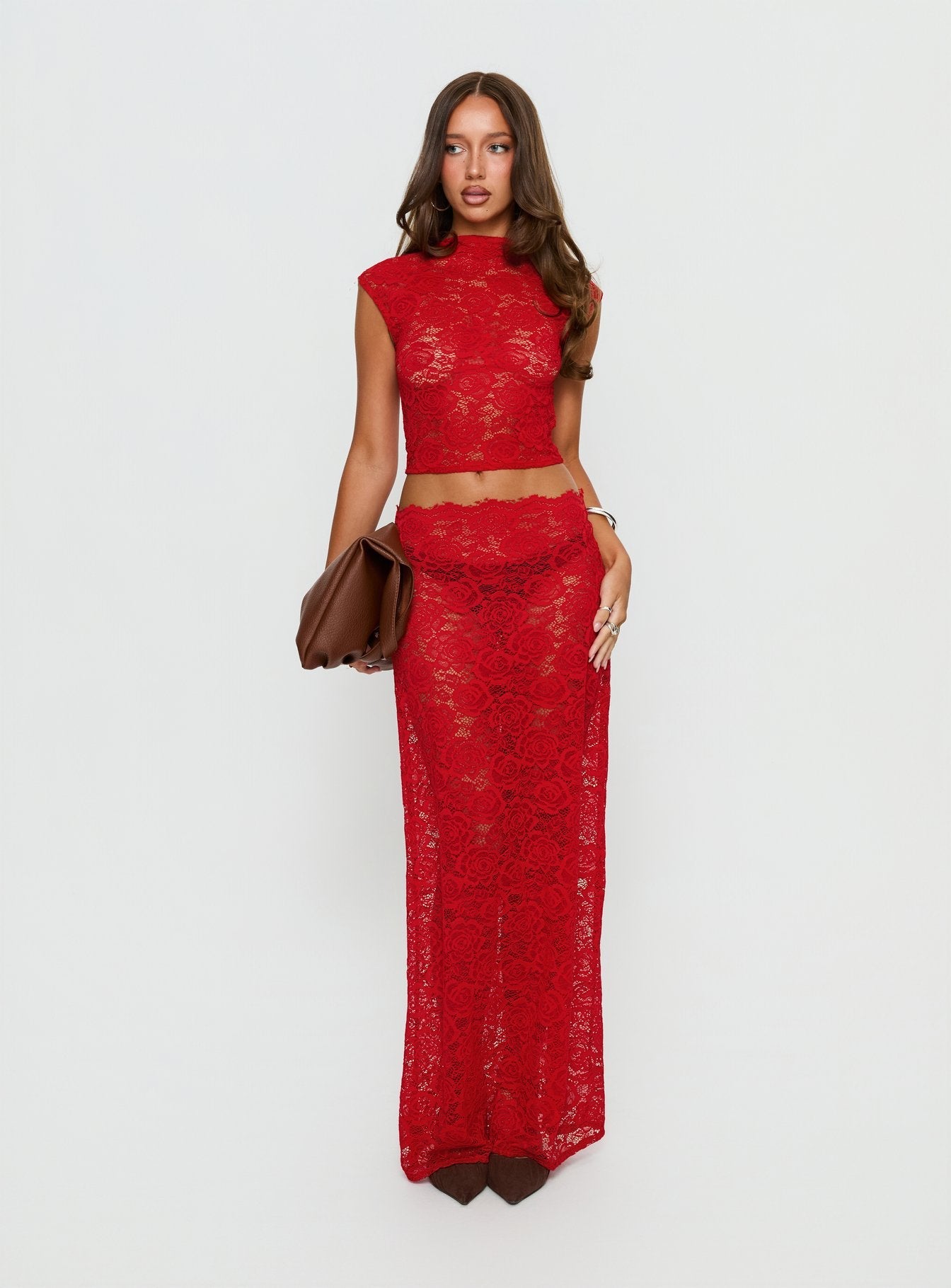 Vionna Lace Top Red