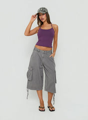 Daily Define Thin Strap Halter Tank Top Fresh Purple