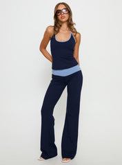Kobee Jersey Flare Pants Navy / Light Blue